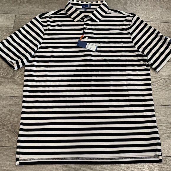 Stitch Polo Golf Polo Mens Large Performance Scottsdale National Stripped Preppy - Picture 3 of 9